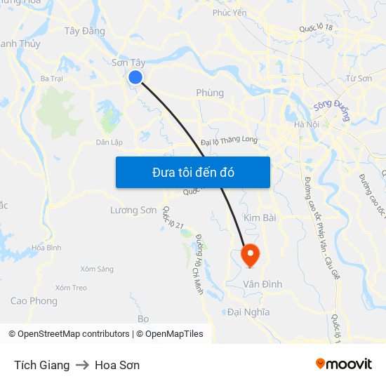 Tích Giang to Hoa Sơn map