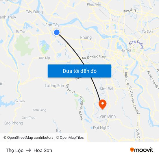 Thọ Lộc to Hoa Sơn map