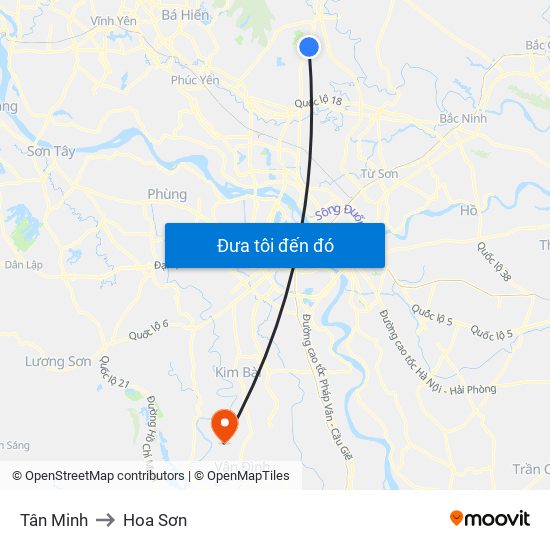 Tân Minh to Hoa Sơn map