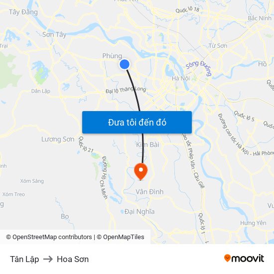 Tân Lập to Hoa Sơn map