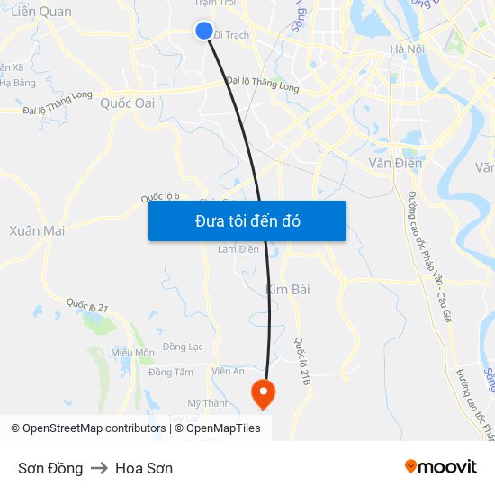 Sơn Đồng to Hoa Sơn map