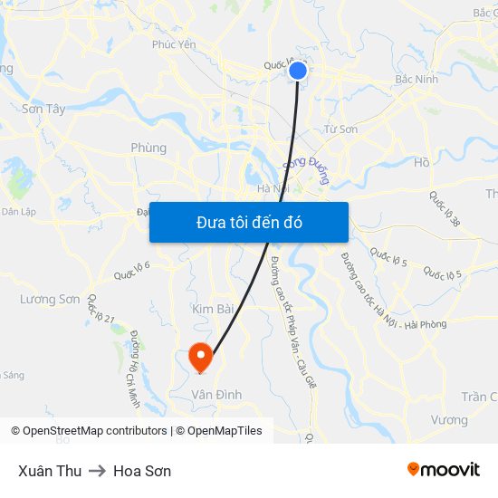 Xuân Thu to Hoa Sơn map