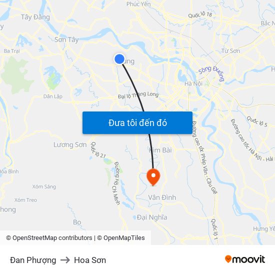 Đan Phượng to Hoa Sơn map