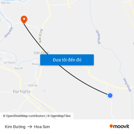 Kim Đường to Hoa Sơn map