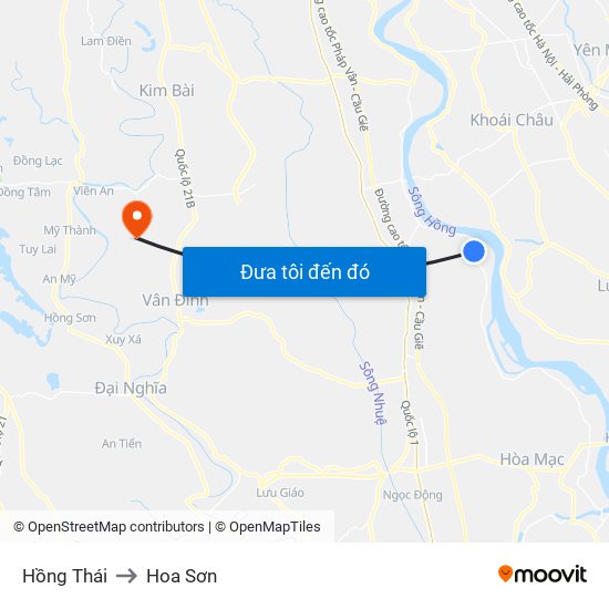 Hồng Thái to Hoa Sơn map