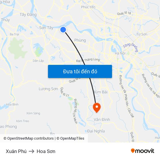 Xuân Phú to Hoa Sơn map