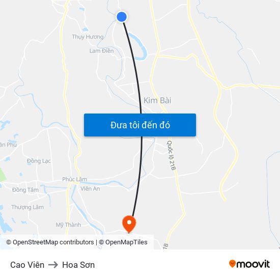 Cao Viên to Hoa Sơn map