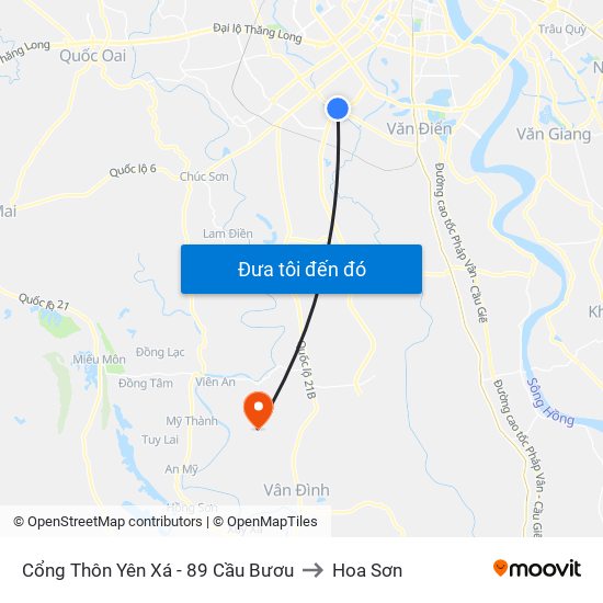 Cổng Thôn Yên Xá - 89 Cầu Bươu to Hoa Sơn map