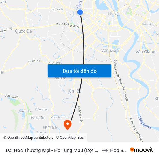 Đại Học Thương Mại - Hồ Tùng Mậu (Cột Sau) to Hoa Sơn map