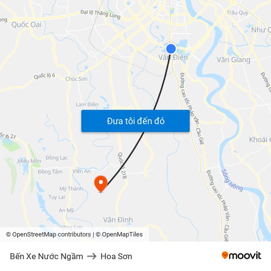 Bến Xe Nước Ngầm to Hoa Sơn map