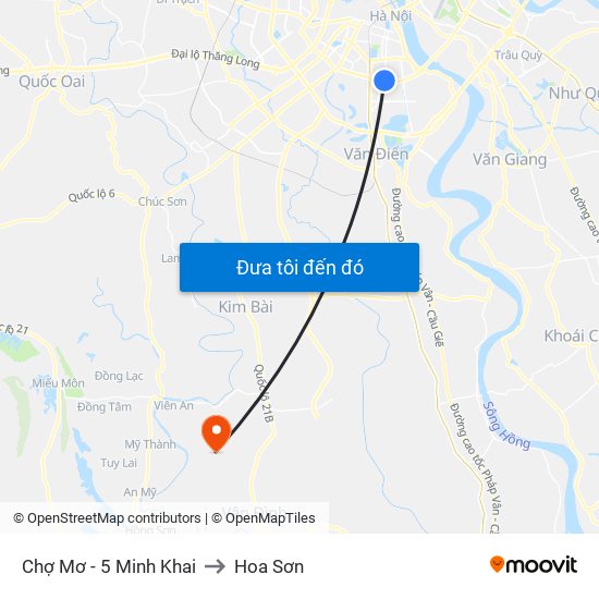 Chợ Mơ - 5 Minh Khai to Hoa Sơn map