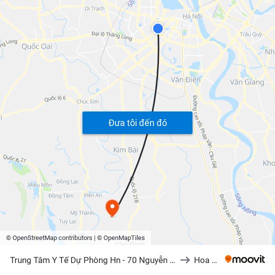 Trung Tâm Y Tế Dự Phòng Hn - 70 Nguyễn Chí Thanh to Hoa Sơn map