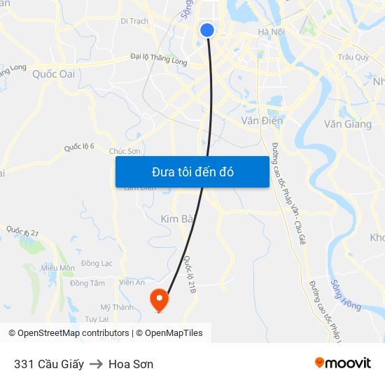 331 Cầu Giấy to Hoa Sơn map