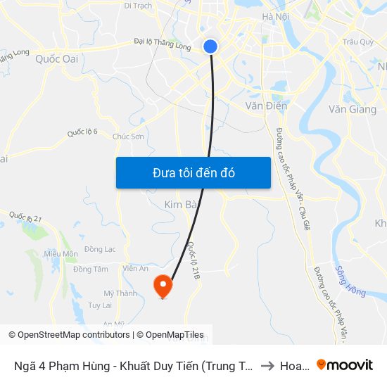 Ngã 4 Phạm Hùng - Khuất Duy Tiến (Trung Tâm Hội Nghị Quốc Gia) to Hoa Sơn map