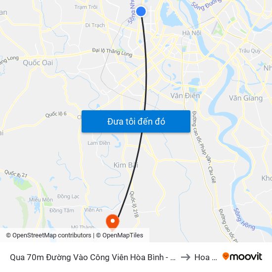 Qua 70m Đường Vào Công Viên Hòa Bình - Phạm Văn Đồng to Hoa Sơn map