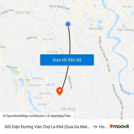 Đối Diện Đường Vào Chợ La Khê (Qua Ga Metro La Khê) - 405 Quang Trung (Hà Đông) to Hoa Sơn map