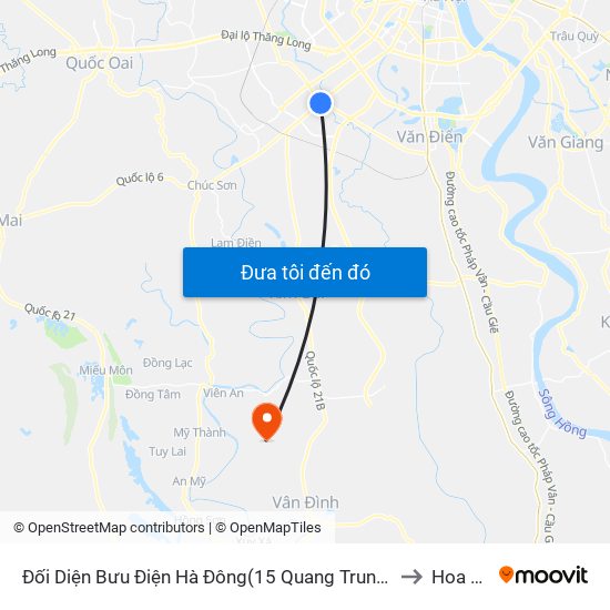 Đối Diện Bưu Điện Hà Đông(15 Quang Trung Hà Đông) to Hoa Sơn map