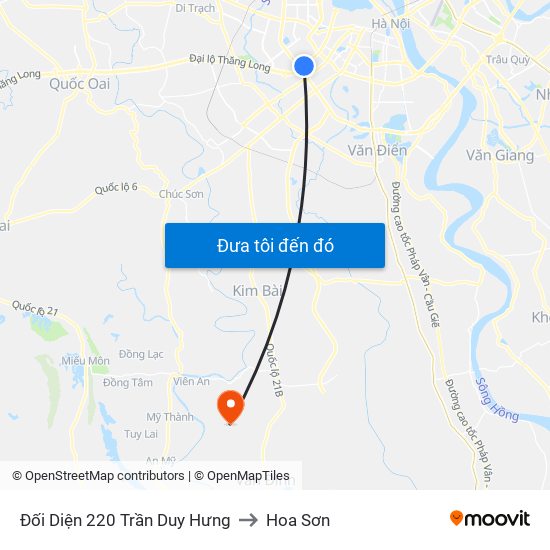 Đối Diện 220 Trần Duy Hưng to Hoa Sơn map