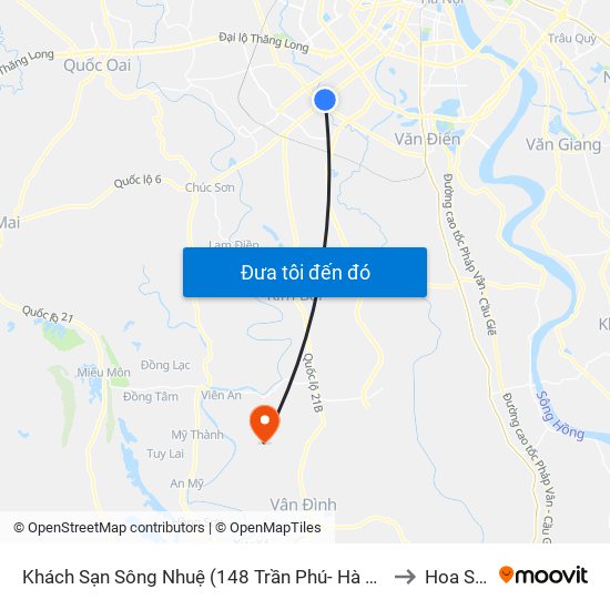 Khách Sạn Sông Nhuệ (148 Trần Phú- Hà Đông) to Hoa Sơn map