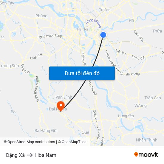 Đặng Xá to Hòa Nam map