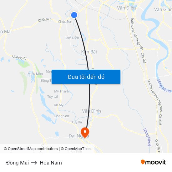 Đồng Mai to Hòa Nam map