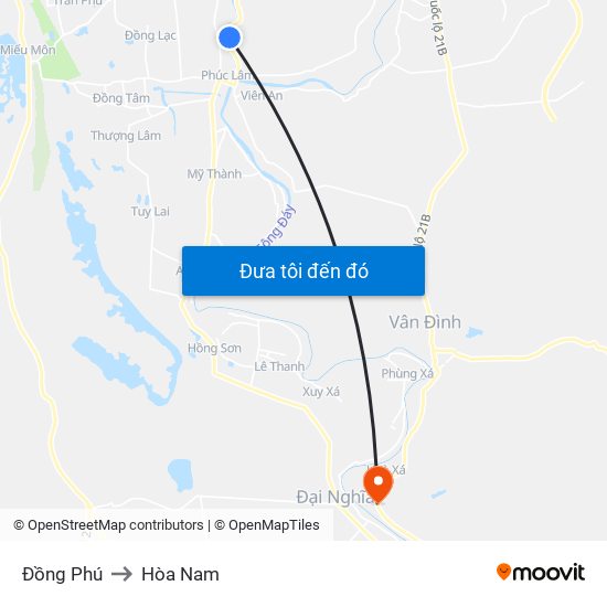Đồng Phú to Hòa Nam map