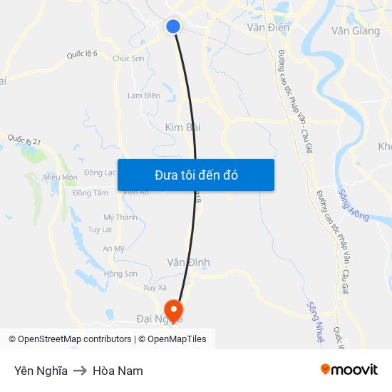 Yên Nghĩa to Hòa Nam map