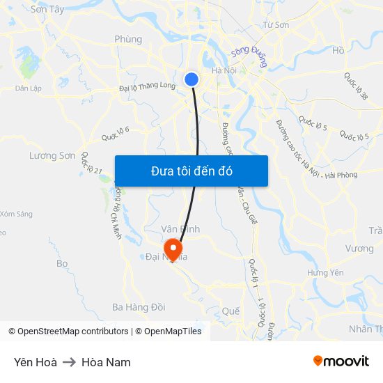 Yên Hoà to Hòa Nam map