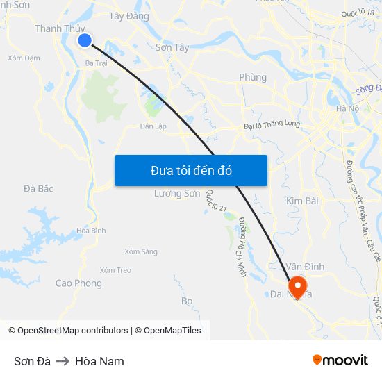 Sơn Đà to Hòa Nam map