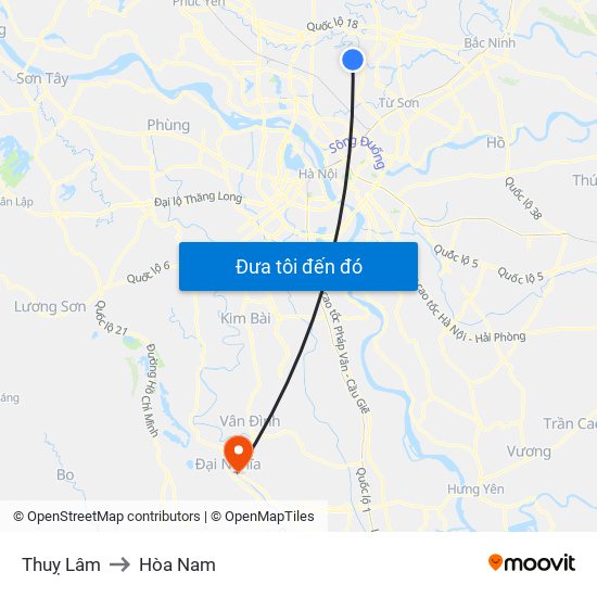 Thuỵ Lâm to Hòa Nam map