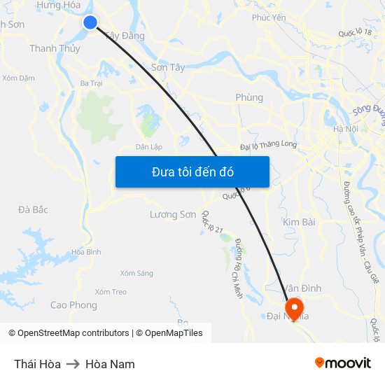 Thái Hòa to Hòa Nam map