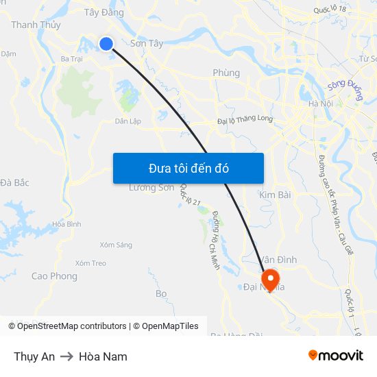 Thụy An to Hòa Nam map