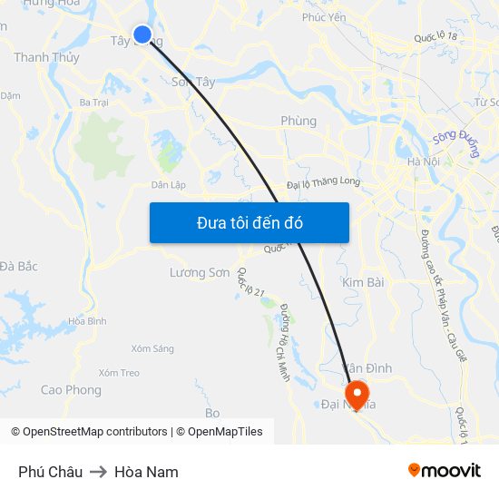 Phú Châu to Hòa Nam map