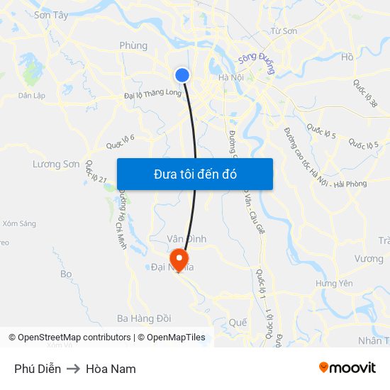 Phú Diễn to Hòa Nam map