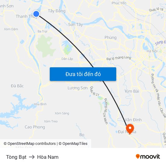 Tòng Bạt to Hòa Nam map