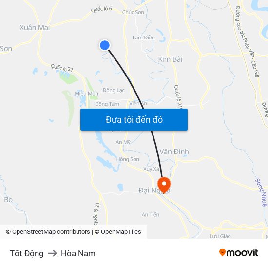 Tốt Động to Hòa Nam map