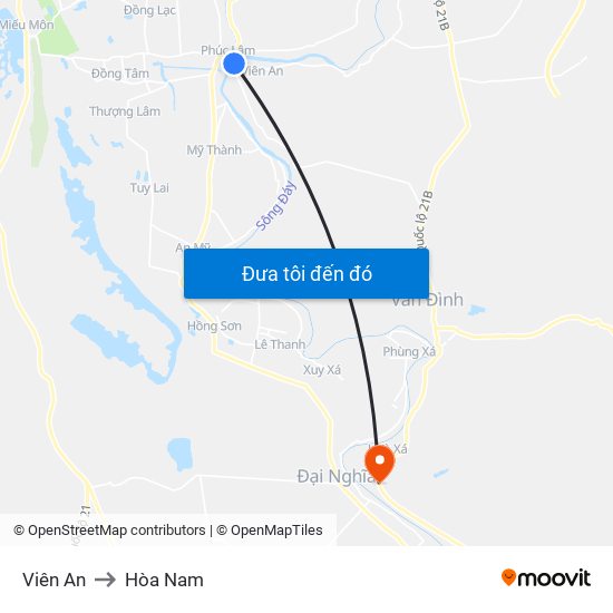 Viên An to Hòa Nam map