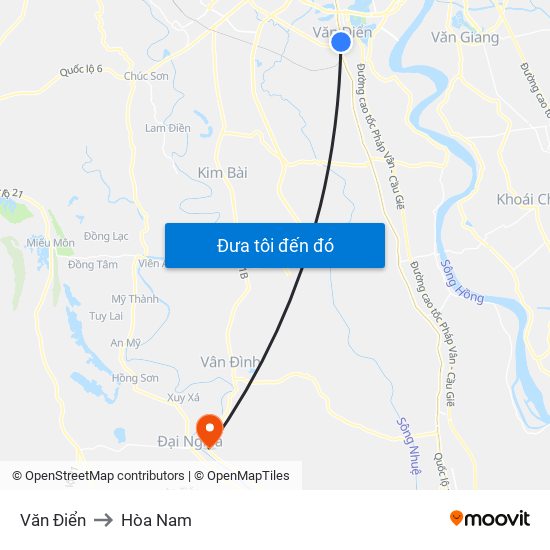 Văn Điển to Hòa Nam map