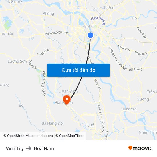 Vĩnh Tuy to Hòa Nam map