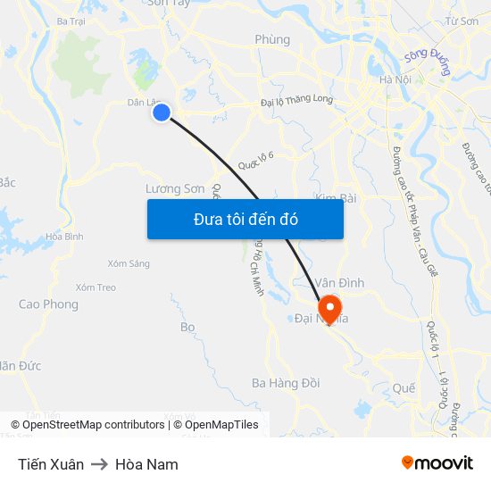 Tiến Xuân to Hòa Nam map