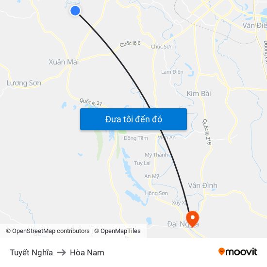 Tuyết Nghĩa to Hòa Nam map