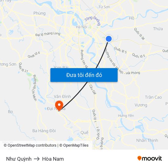 Như Quỳnh to Hòa Nam map