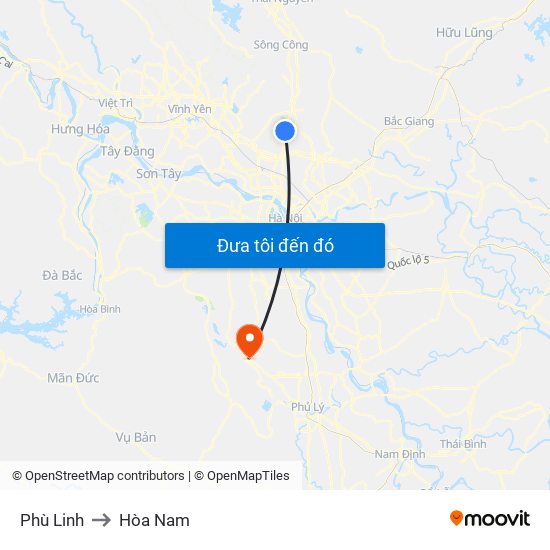 Phù Linh to Hòa Nam map