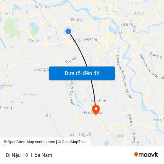 Dị Nậu to Hòa Nam map