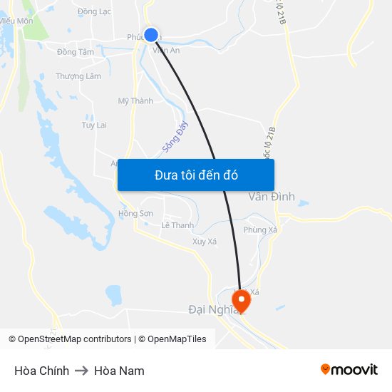 Hòa Chính to Hòa Nam map