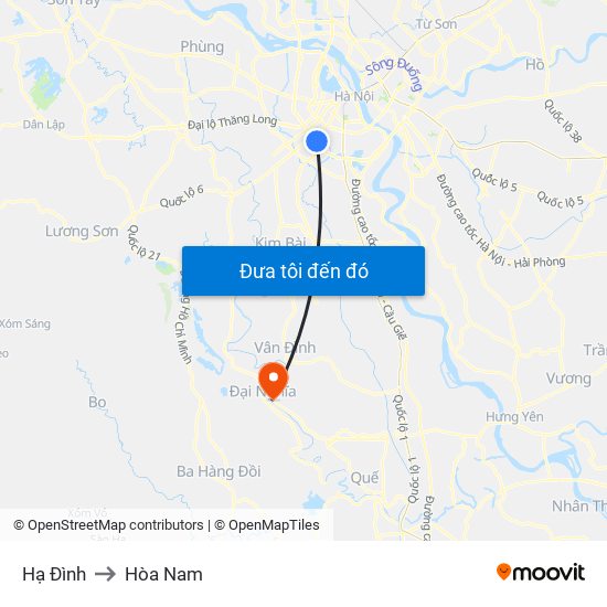 Hạ Đình to Hòa Nam map