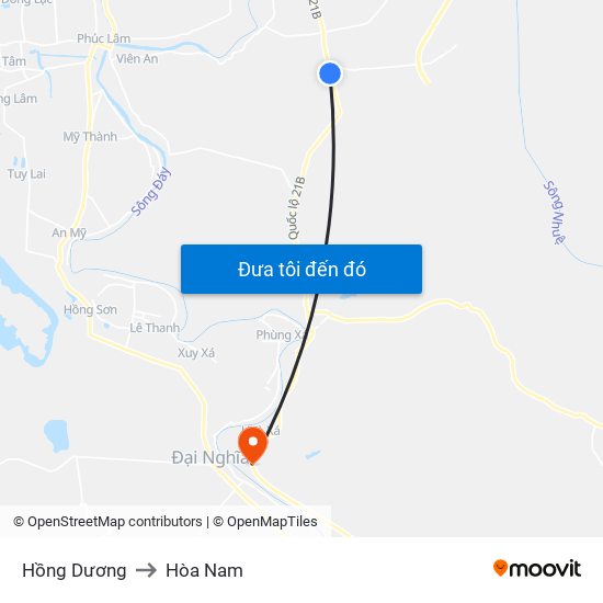 Hồng Dương to Hòa Nam map