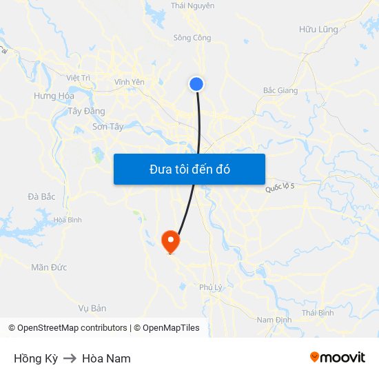 Hồng Kỳ to Hòa Nam map