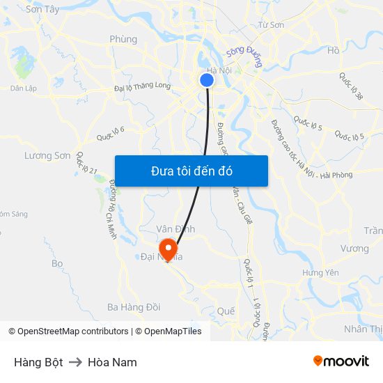 Hàng Bột to Hòa Nam map