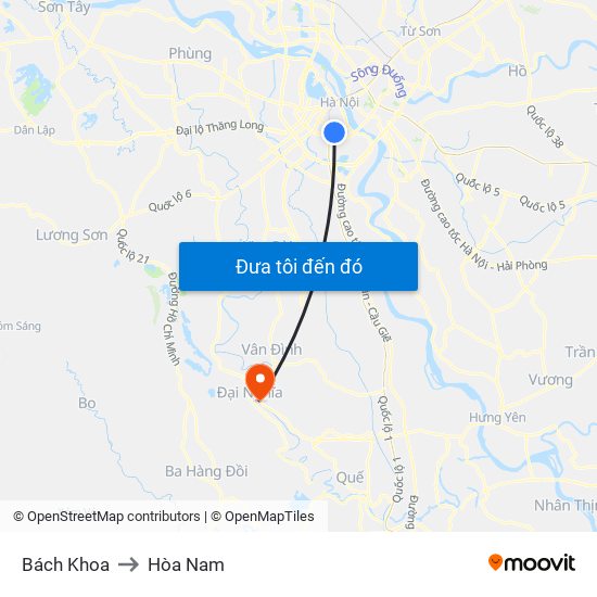 Bách Khoa to Hòa Nam map